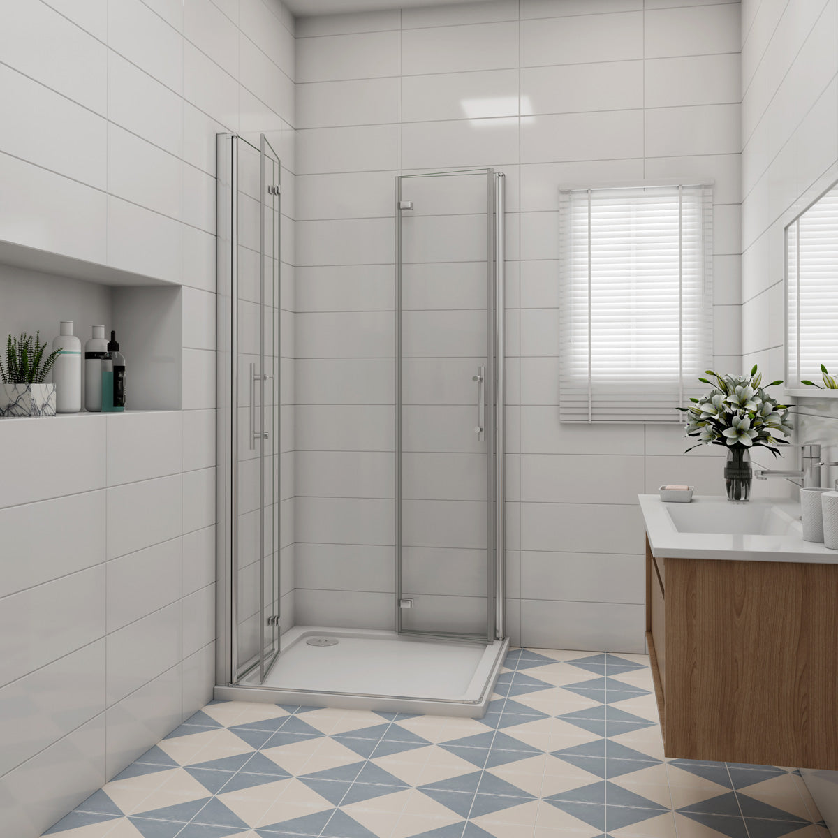 Eckeinstieg 120x120 cm Höhe 195cm Dusche Duschabtrennung Duschkabine Faltbar+Drehbar