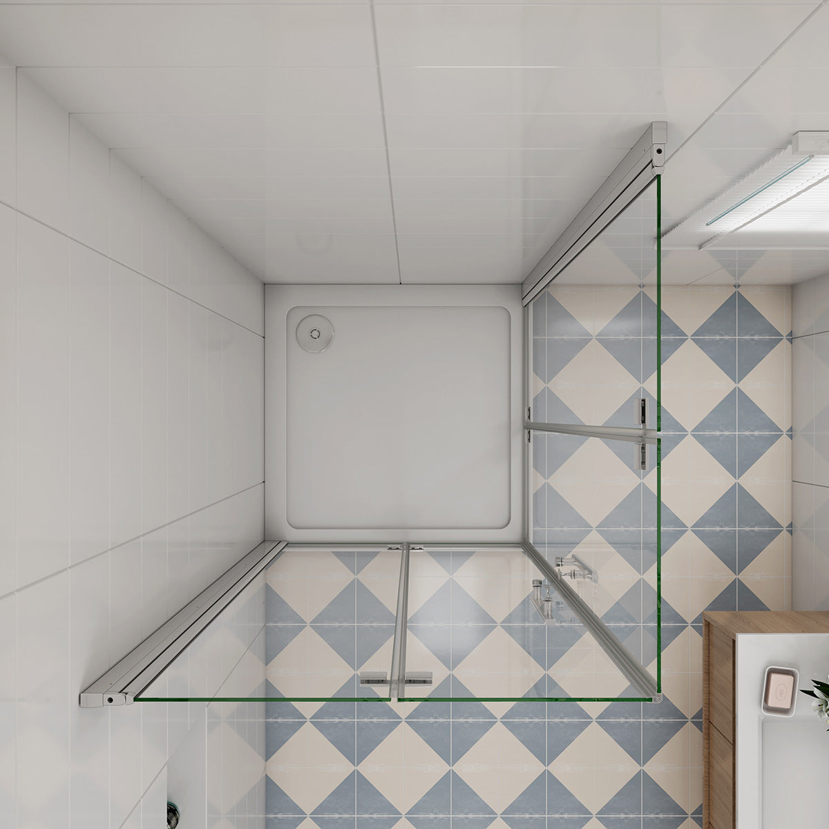 Eckeinstieg Duschkabine 90x90 cm Höhe 185cm Faltbar+Drehbar Dusche Duschabtrennung