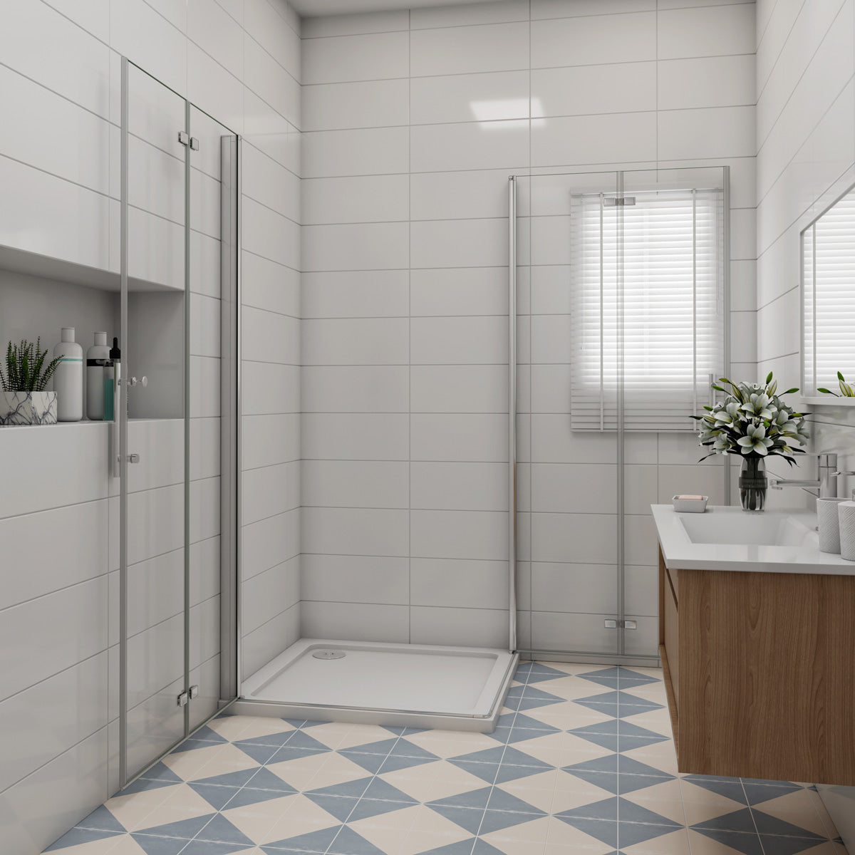 Eckeinstieg Duschkabine 110x110 cm Höhe 195cm Faltbar+Drehbar Dusche Duschabtrennung