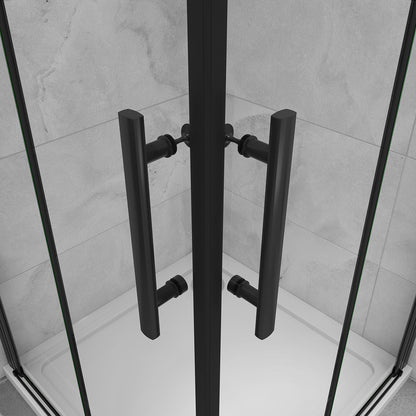 Eckeinstieg Dusche Duschabtrennung 70x70 cm Höhe 195cm Faltbar+Drehbar schwarz Duschkabine