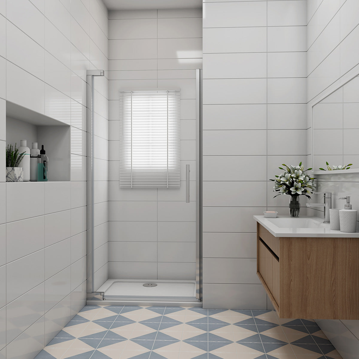 Nischentür Dusche Duschabtrennung Drehtür 80 cm Höhe 185 cm 8mm Glas