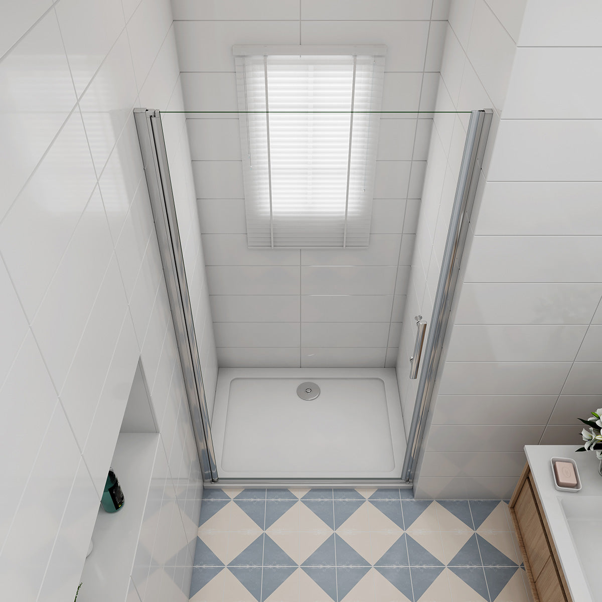Nischentür Dusche 70 cm Höhe 185cm NANO Glas Drehtür Duschabtrennung