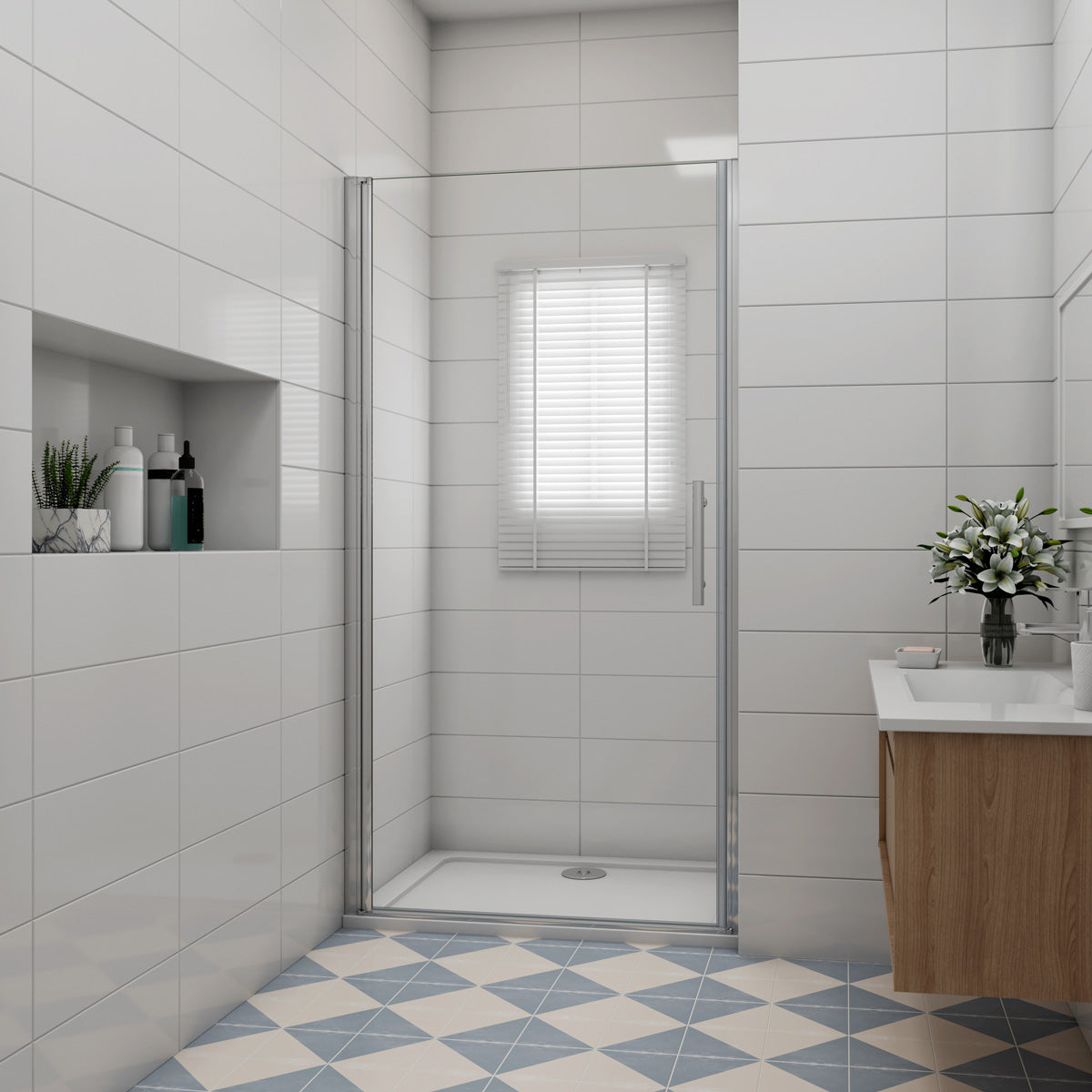 Duschabtrennung Nischentür NANO Glas Drehtür Dusche 100 cm Höhe 195cm