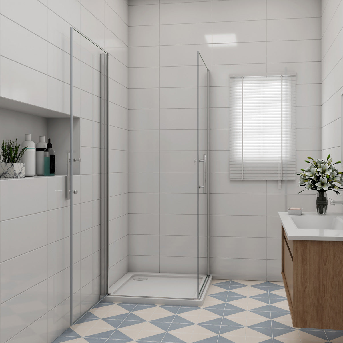 Eckeinstieg 80x80 cm Höhe 195cm Dusche Duschabtrennung Duschkabine NANO Glas