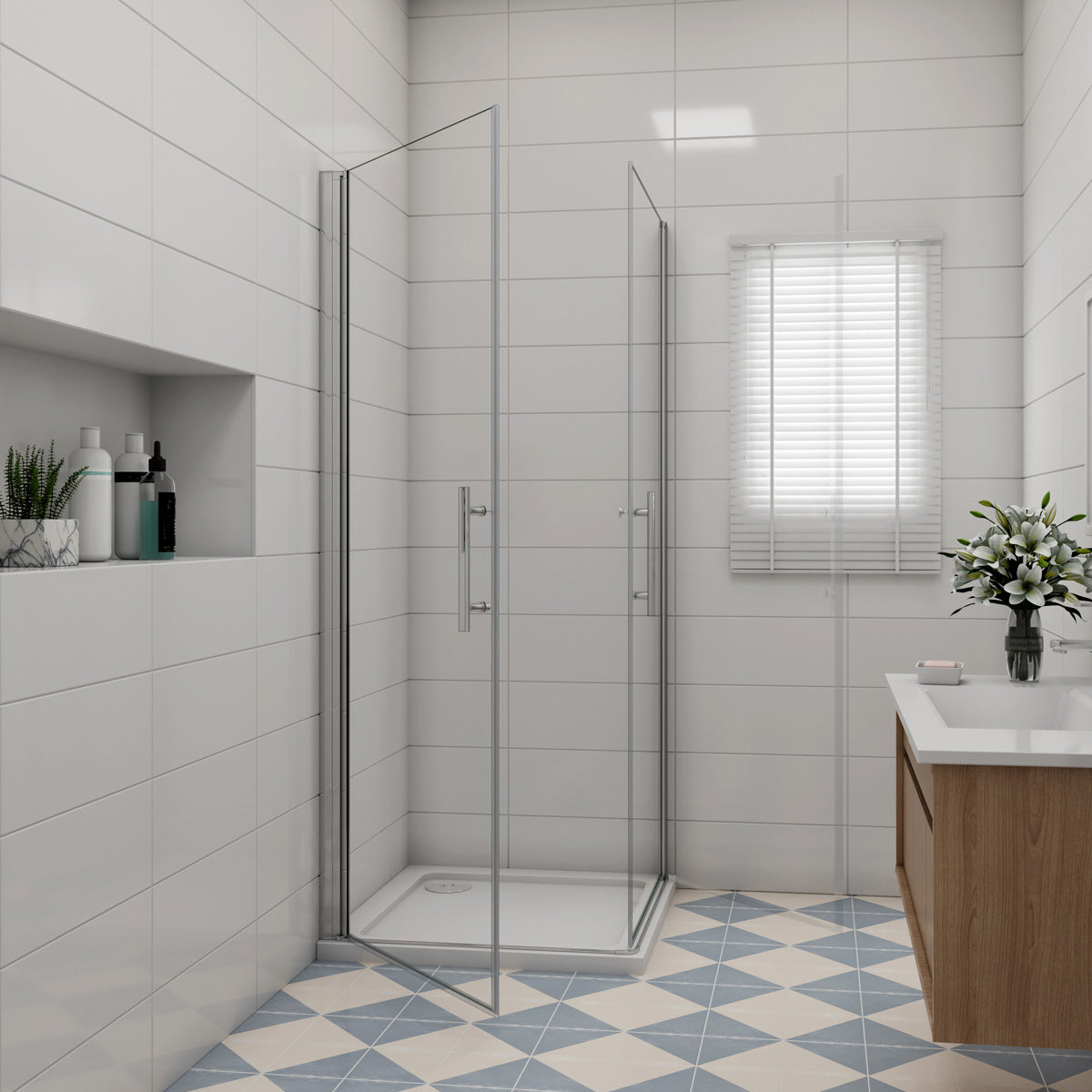 Duschabtrennung Duschkabine Eckeinstieg Dusche 80x80 cm Höhe 195cm