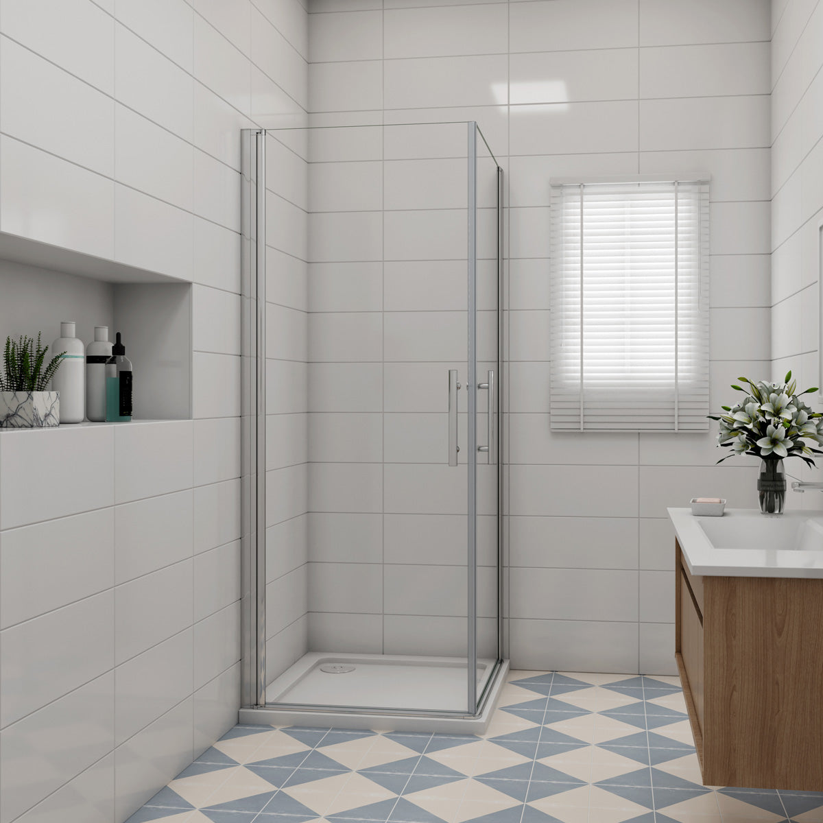 Eckeinstieg 90x90 cm Höhe 195cm Dusche Duschabtrennung Duschkabine