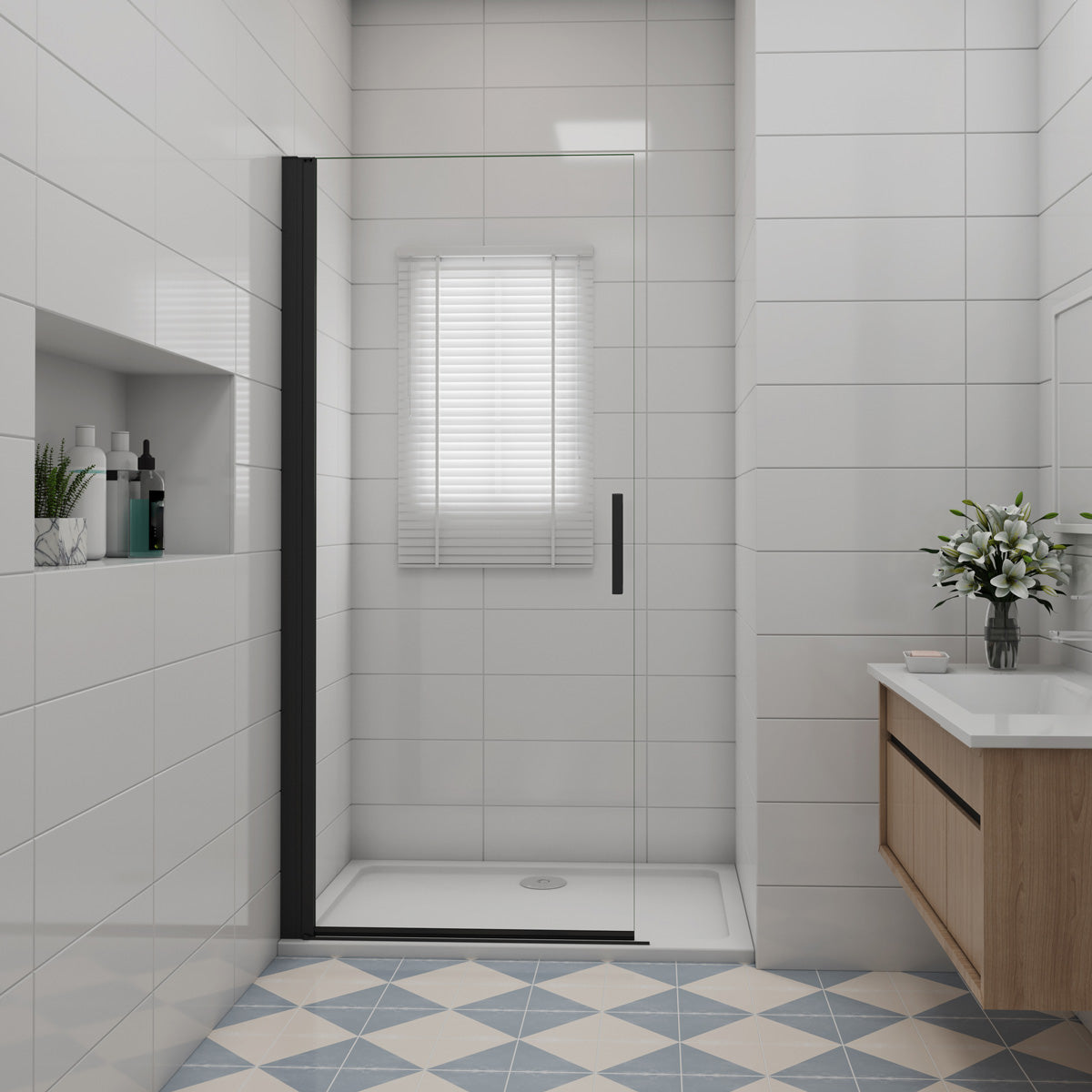 Walk in Duschtür Glas Drehtür 96 cm Höhe 200 cm Dusche Duschabtrennung