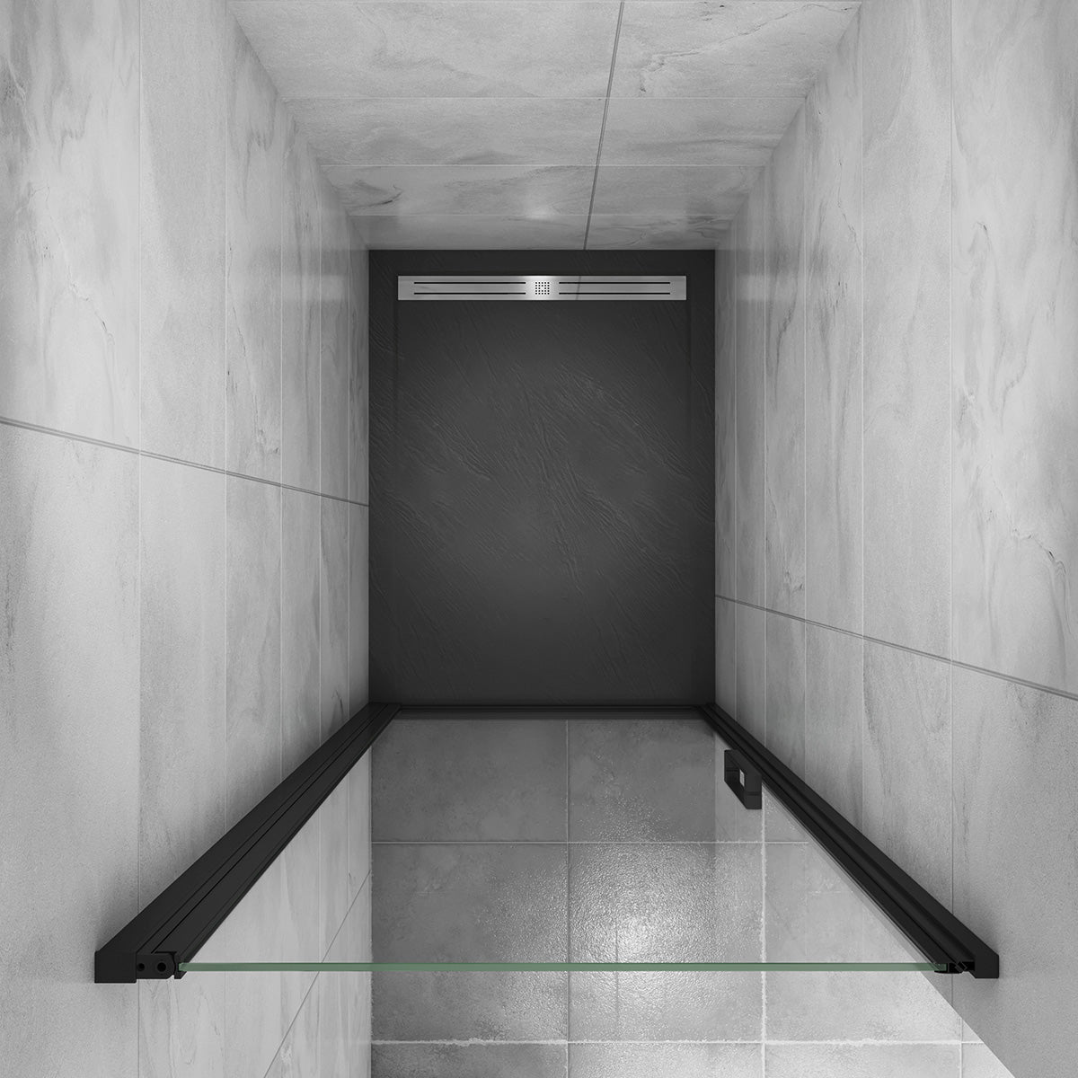 Nischentür Dusche 80 cm Höhe 200cm Glas Drehtür schwarz Duschabtrennung