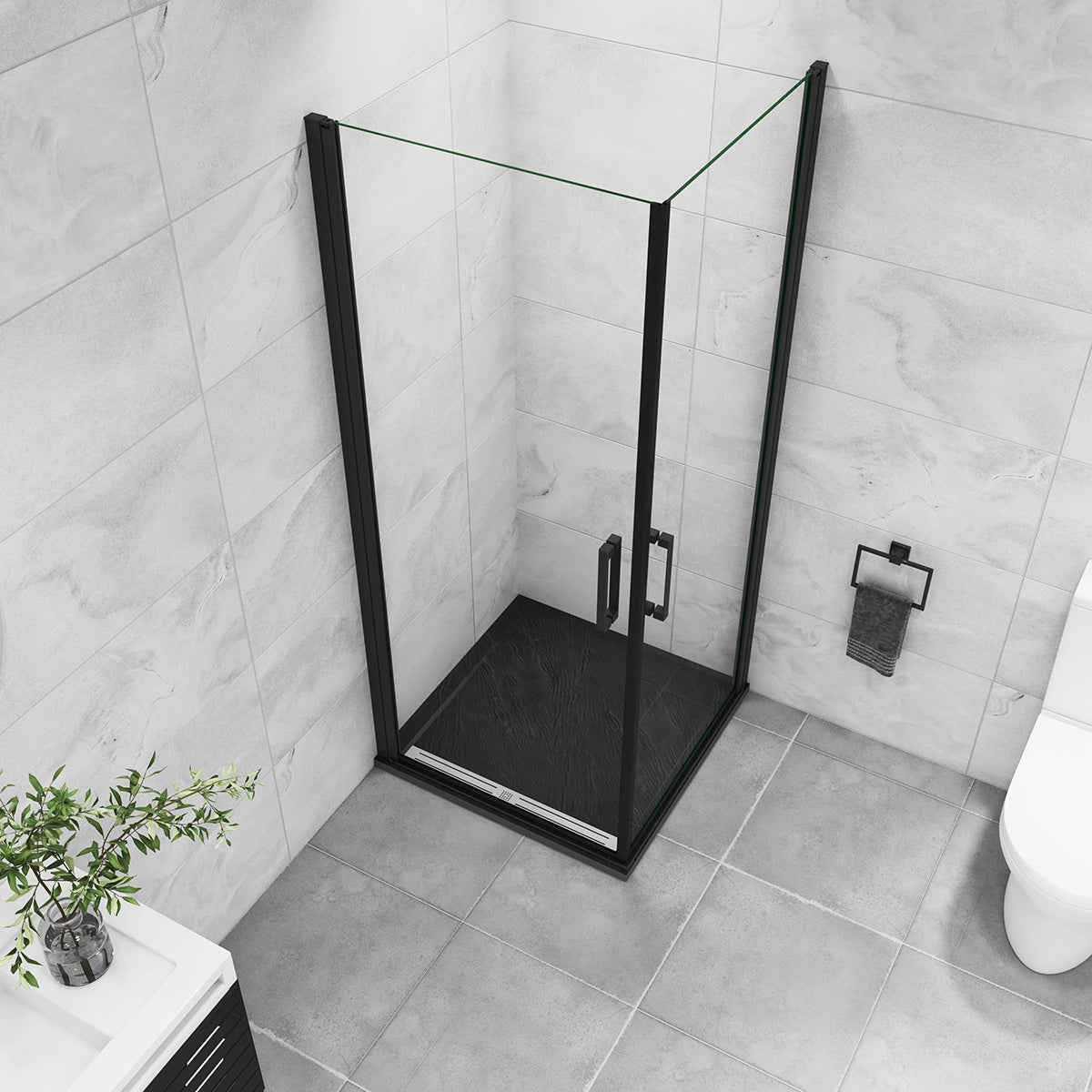 Eckeinstieg 90x90 cm Höhe 200cm Dusche Duschabtrennung Duschkabine NANO Glas