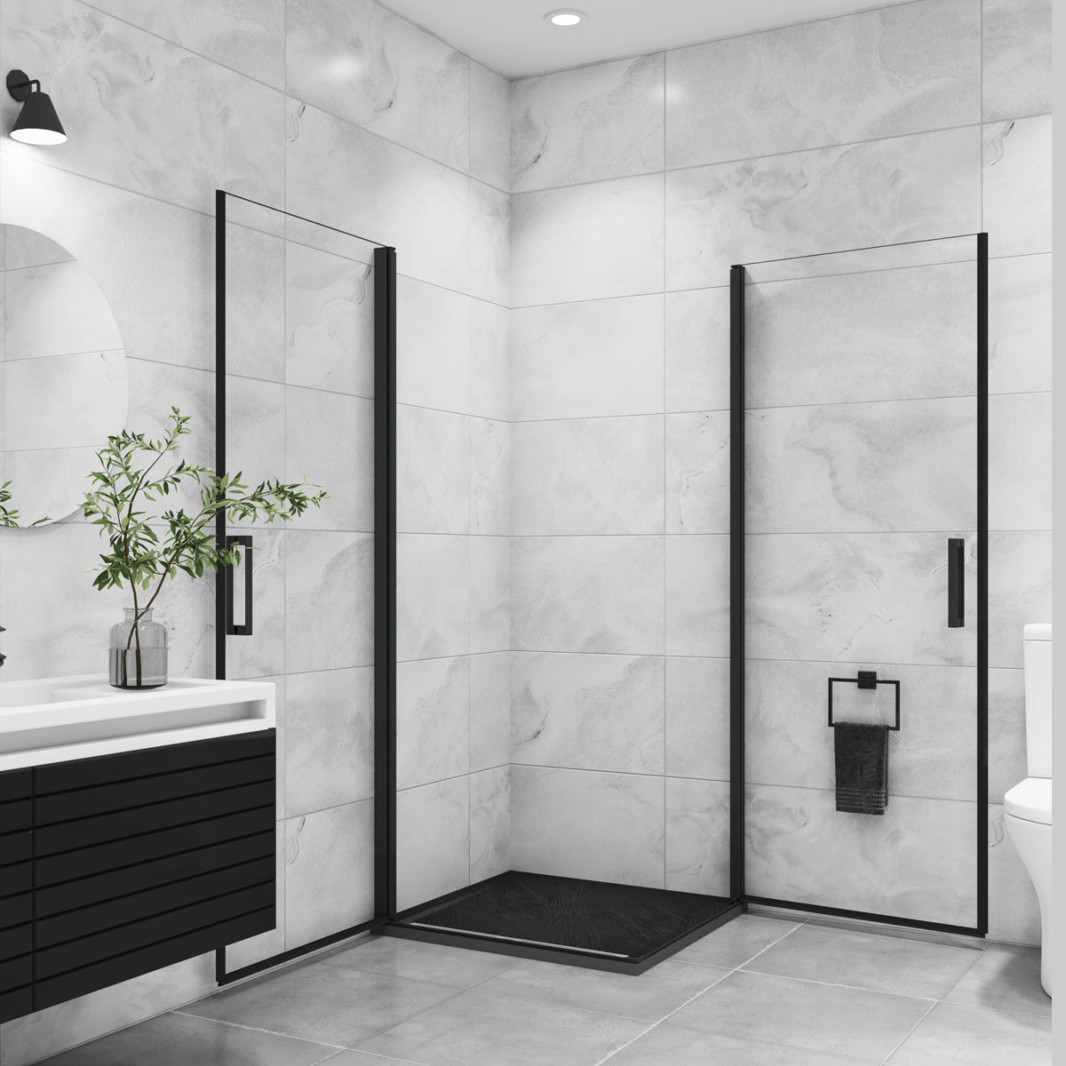 Duschabtrennung Duschkabine Eckeinstieg Dusche 90x90 cm Höhe 200cm