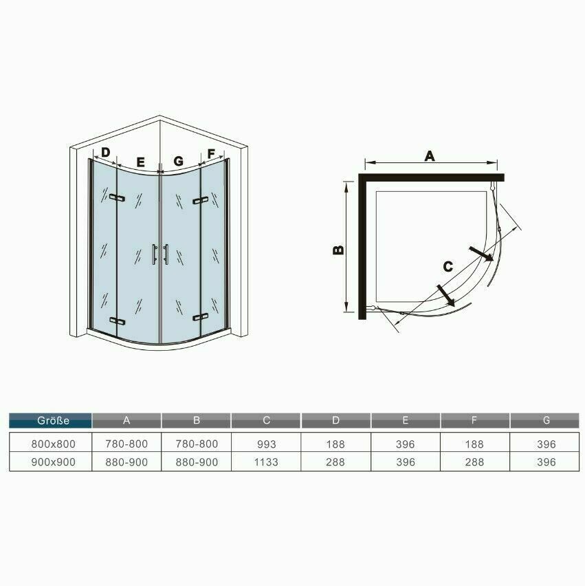 Rundduschen Duschkabine 90x90 80x80 cm Glas duschtür