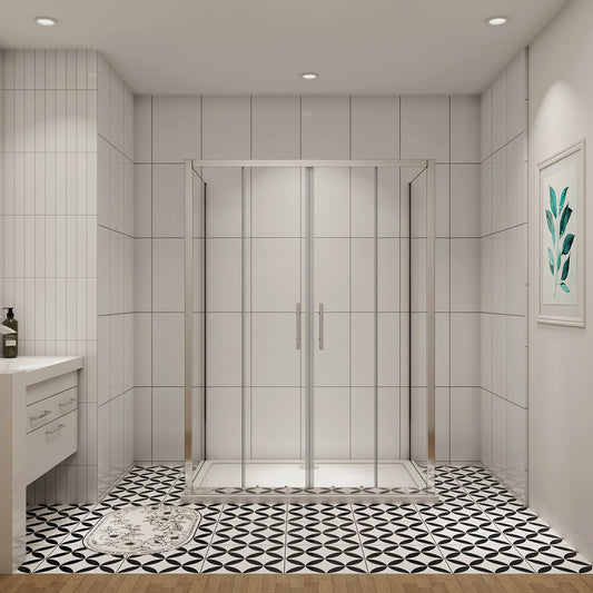 U-Form Schiebetür Seitenwand 120x90 cm Höhe 190 cm Dusche Duschabtrennung Duschkabine