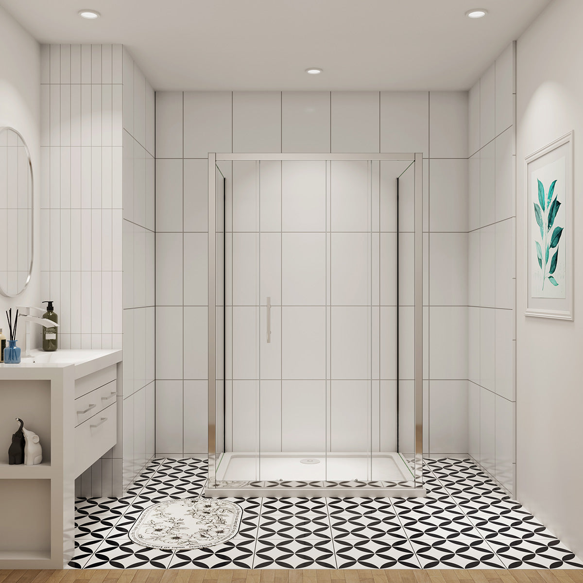 Duschabtrennung Duschkabine U-Form Schiebetür Seitenwand Dusche 120x80 cm Höhe 190 cm