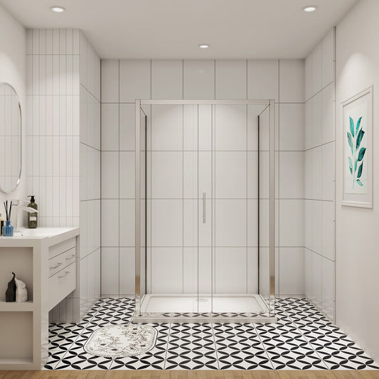 Duschabtrennung U-Form 110x70 cm Höhe 190 cm Schiebetür Seitenwand Dusche Duschkabine