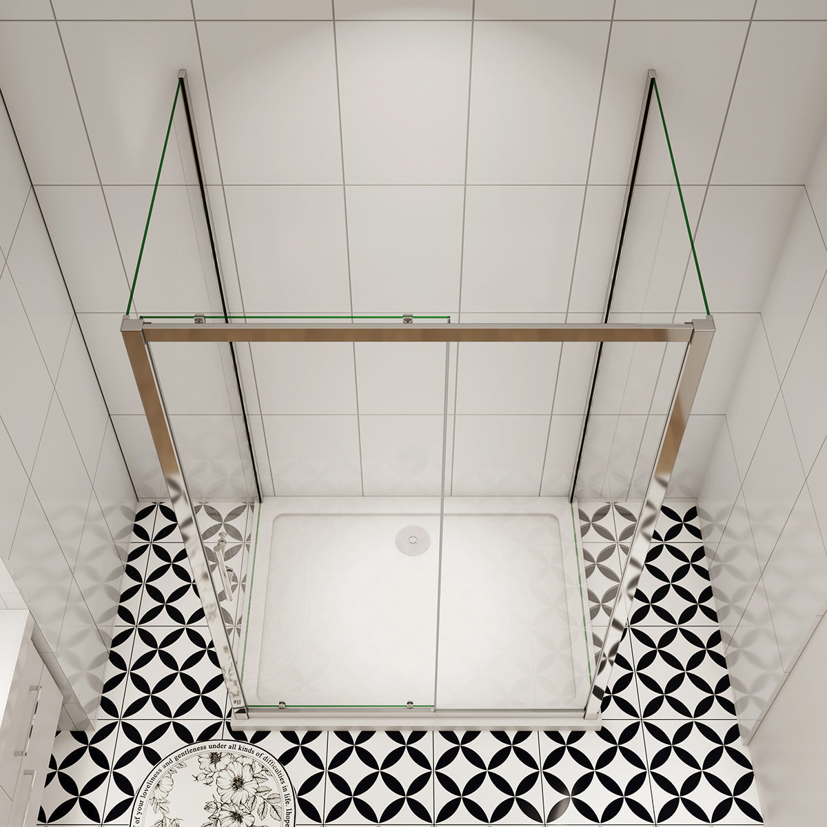 U-Form 120x80 cm Höhe 190 cm Dusche Duschabtrennung Duschkabine Schiebetür Seitenwand