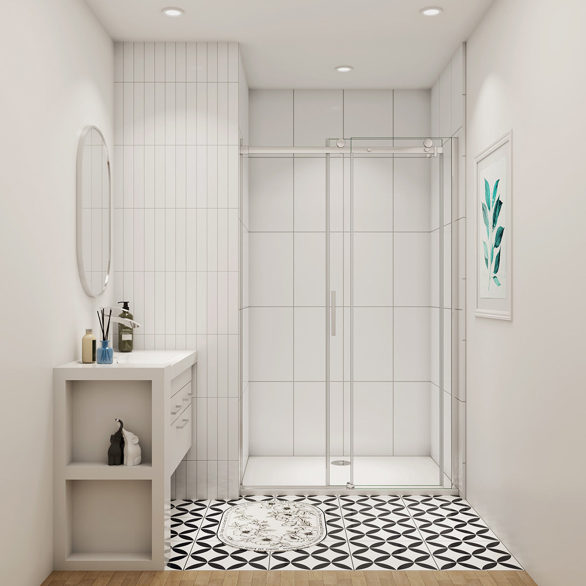 Nischentür 105 cm Glasstärke 6mm Schiebetür Dusche Duschabtrennung