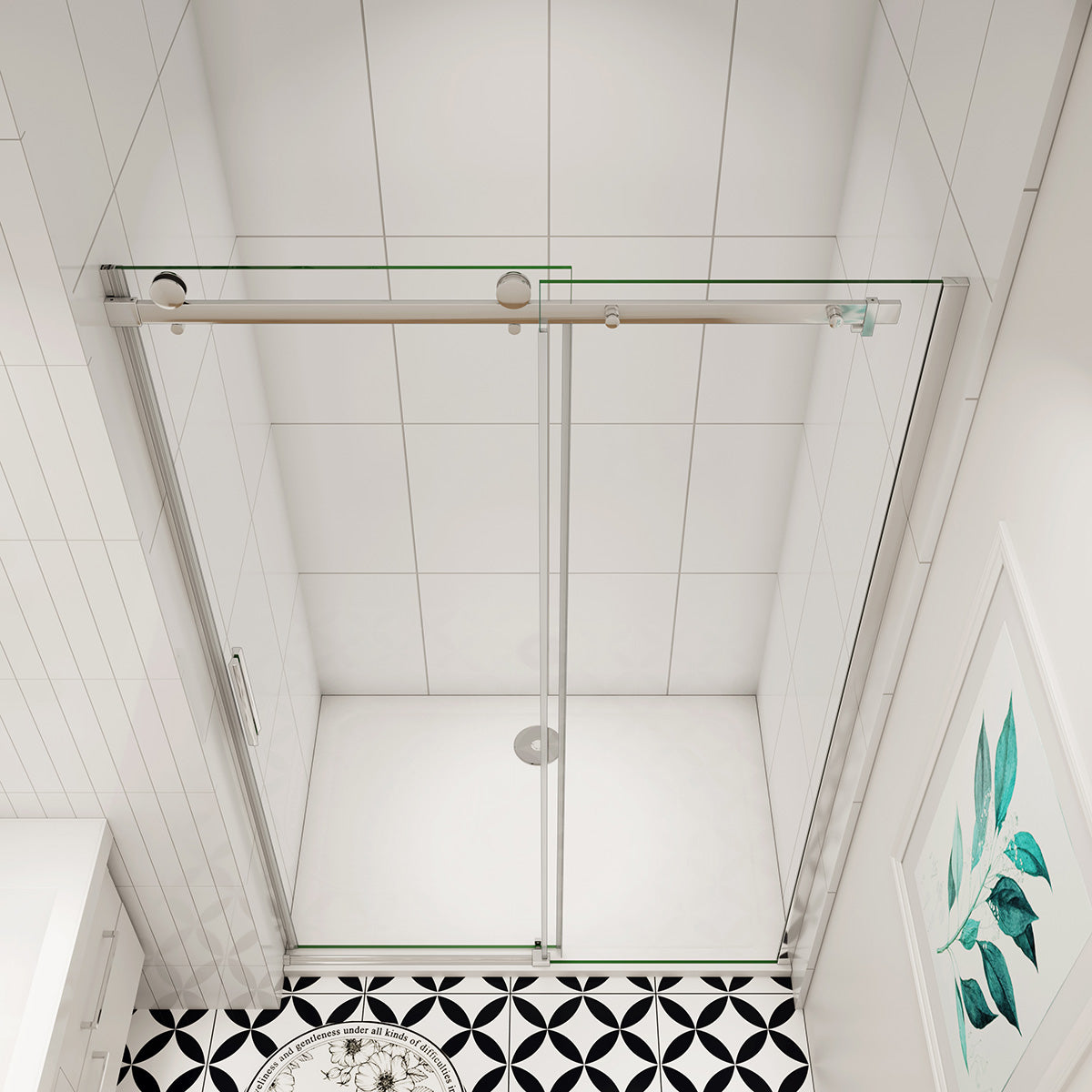 Nischentür Dusche Duschabtrennung 105 cm Glasstärke 6mm Schiebetür