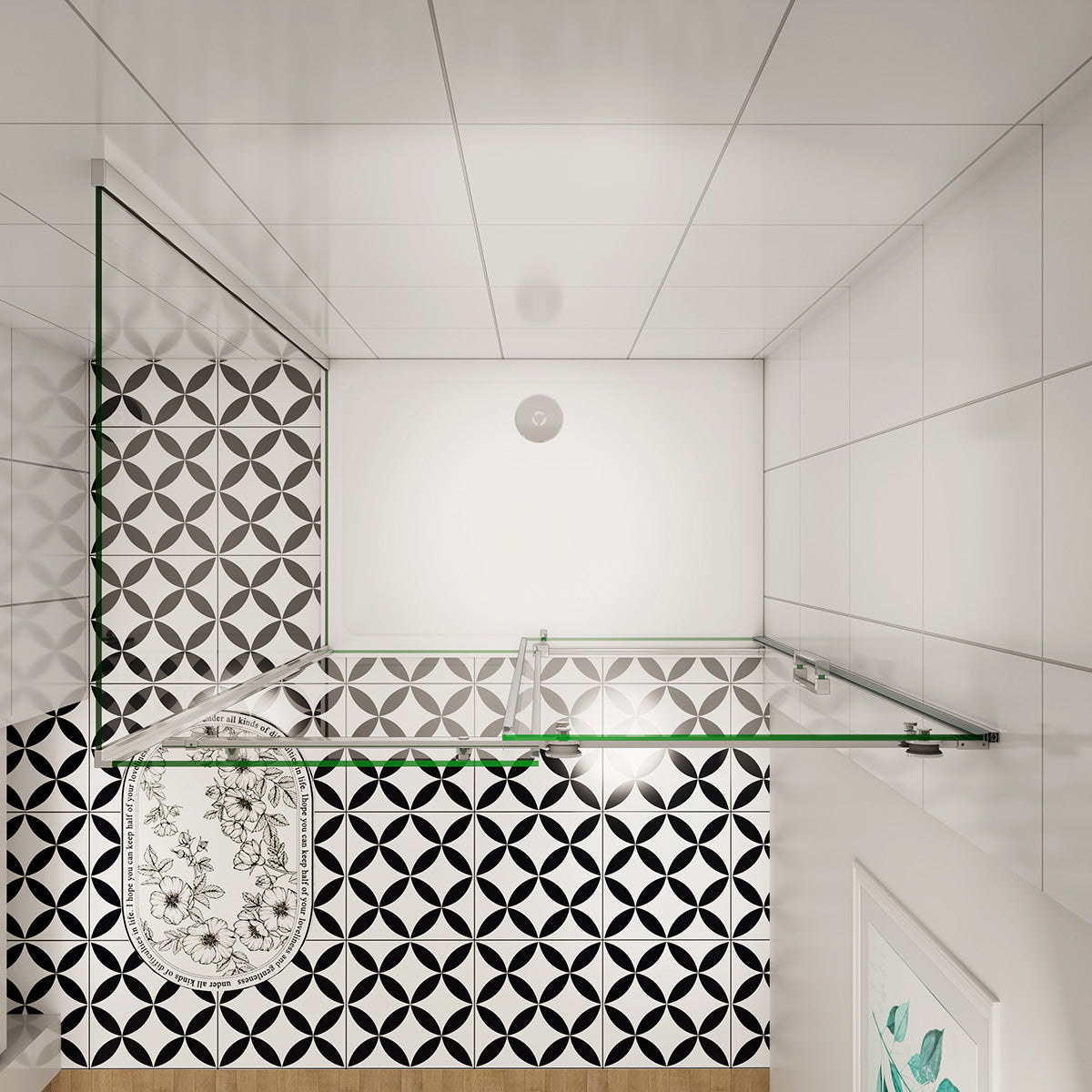 Duschtür+Seitenwand 155x90 cm Glasstärke 8mm Dusche Duschabtrennung Duschkabine Schiebetür