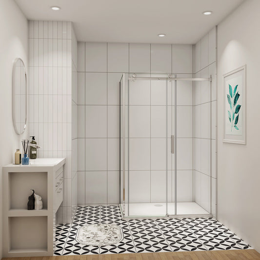 Duschabtrennung Duschtür+Seitenwand 140x70 cm Glasstärke 8mm Schiebetür Dusche Duschkabine
