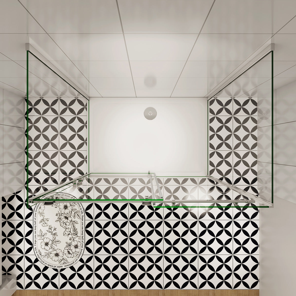 U-Form Dusche Duschabtrennung Duschkabine Seitenwand 120x90 cm Glasstärke 8mm Schiebetür