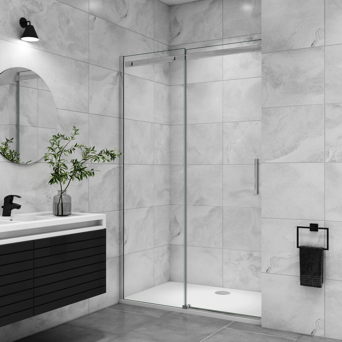 Nischentür Dusche 140 cm Glasstärke 6mm Schiebetür Duschabtrennung