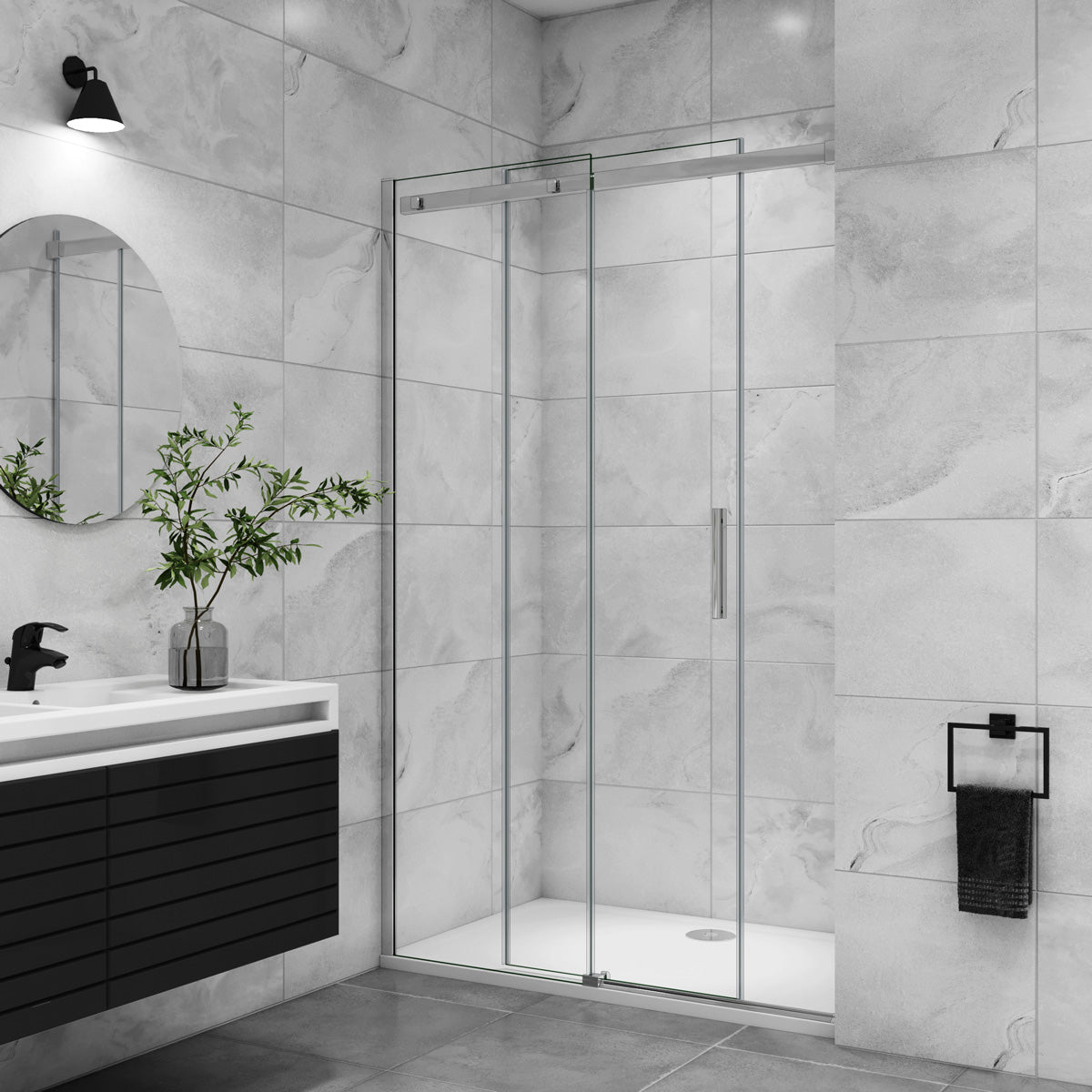 Nischentür Schiebetür 140 cm Glasstärke 6mm Dusche Duschabtrennung