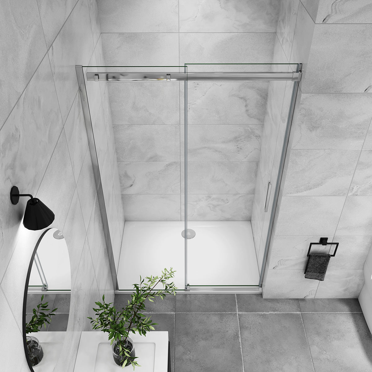 Duschabtrennung Nischentür Schiebetür Dusche 140 cm Glasstärke 6mm