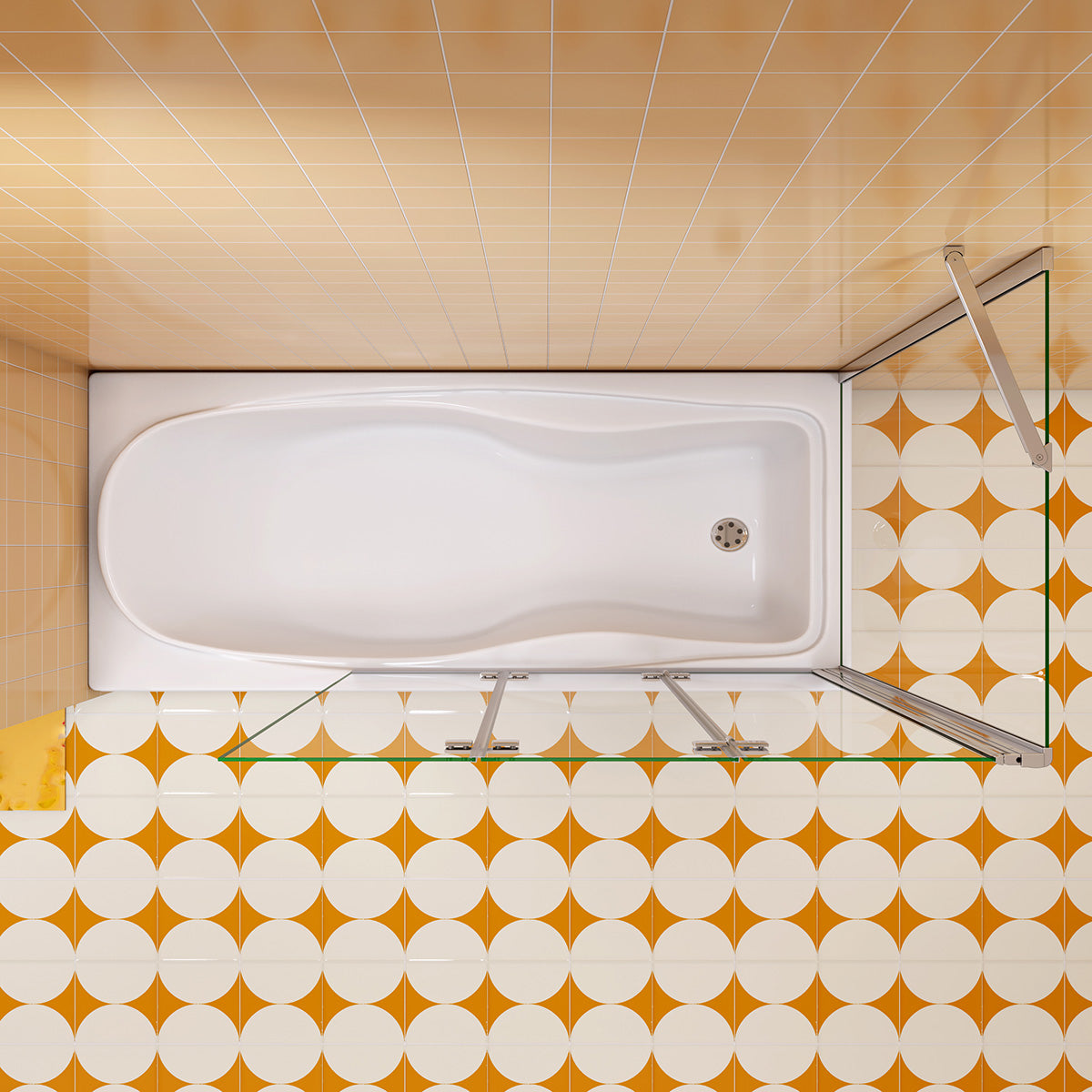 Badewannenaufsatz Duschkabine Dusche 130 cm Tiefe 70 cm Seitenwand Duschabtrennung