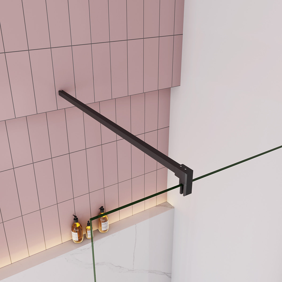 Walk in Duschwand 10mm Glas mit Stabistange 70 cm H.200 cm Dusche Duschabtrennung Duschkabine