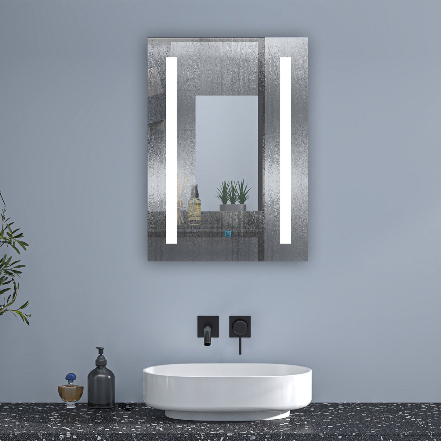 LED Badezimmerspiegel mit Touch Badspiegel mit Beleuchtung Wandspiegel Spiegel 70x50 cm