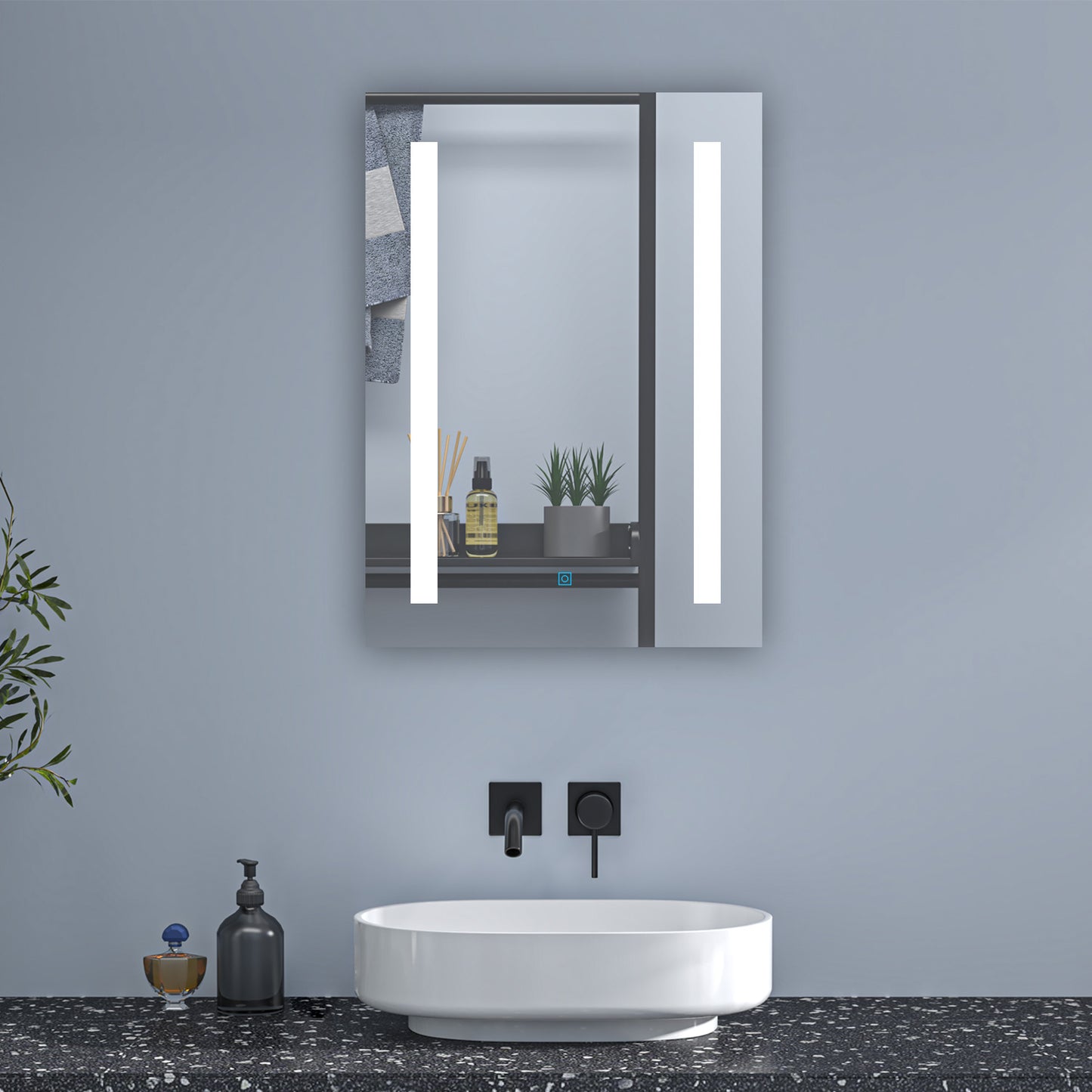 LED Badezimmerspiegel mit Touch Badspiegel mit Beleuchtung Wandspiegel Spiegel 70x50 cm