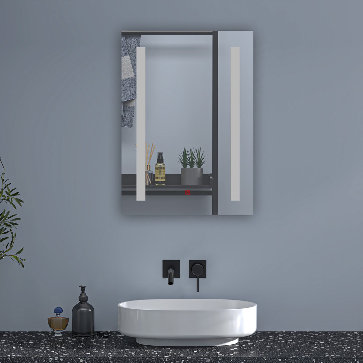 LED Badezimmerspiegel mit Touch Badspiegel mit Beleuchtung Wandspiegel Spiegel 70x50 cm