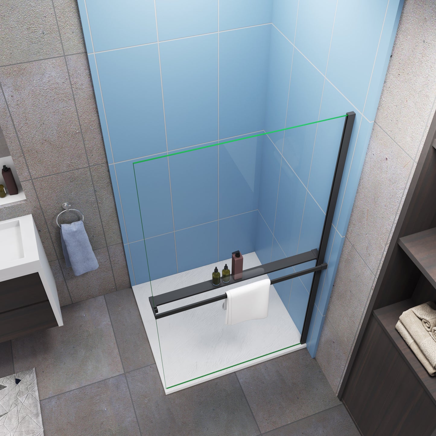 Ablage & Handtuchhalter für 8mm Walk In Glaswand