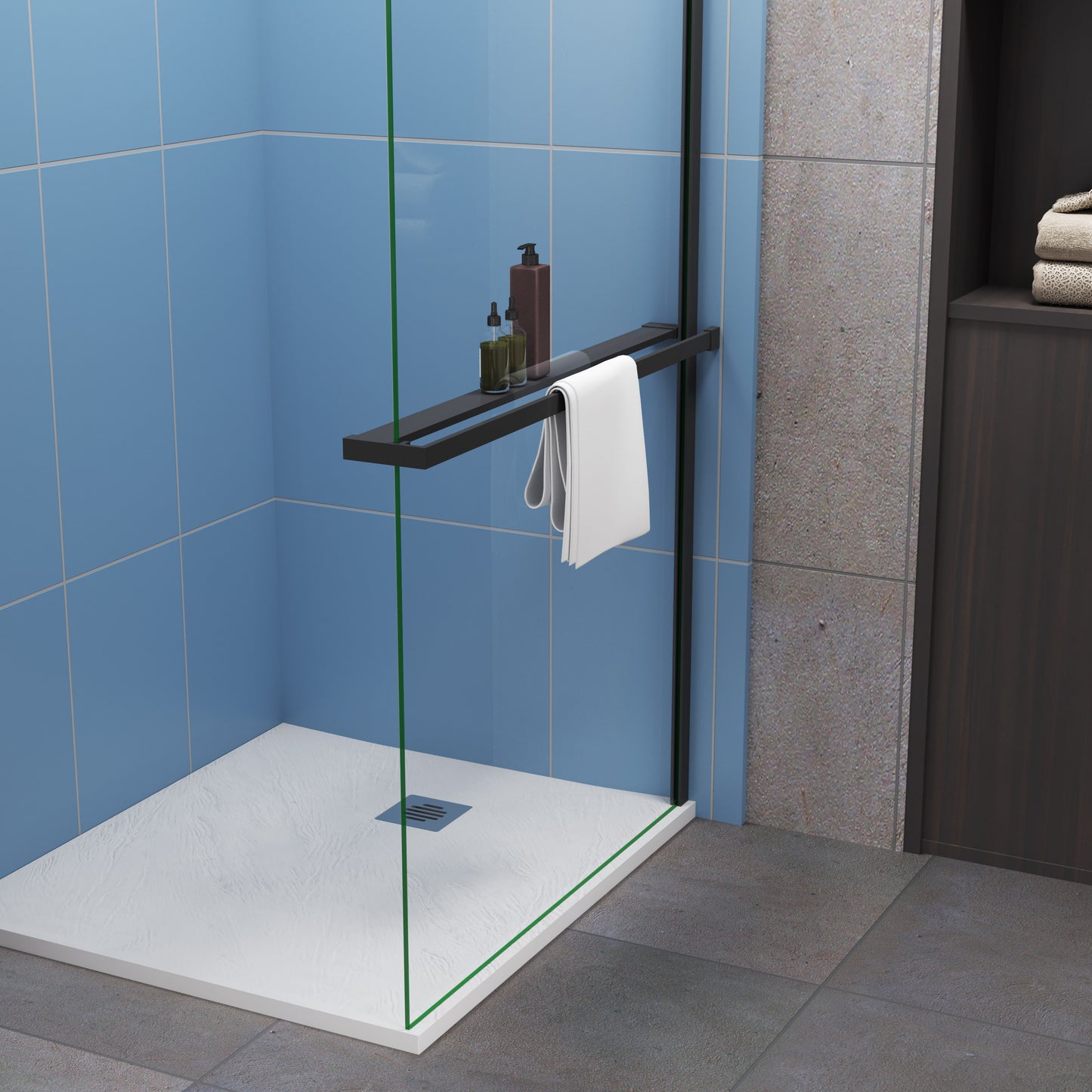 Ablage & Handtuchhalter für 8mm Walk In Glaswand