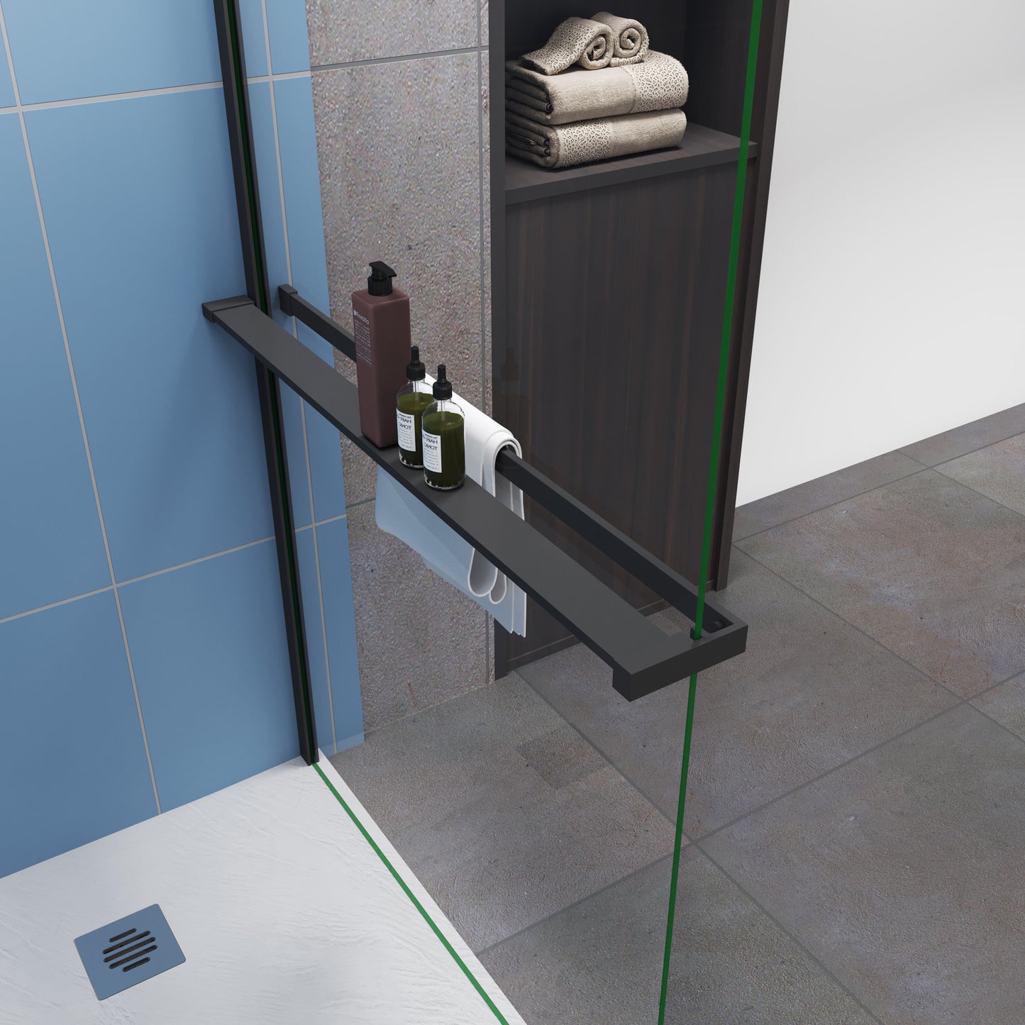 Ablage & Handtuchhalter für 8mm Walk In Glaswand