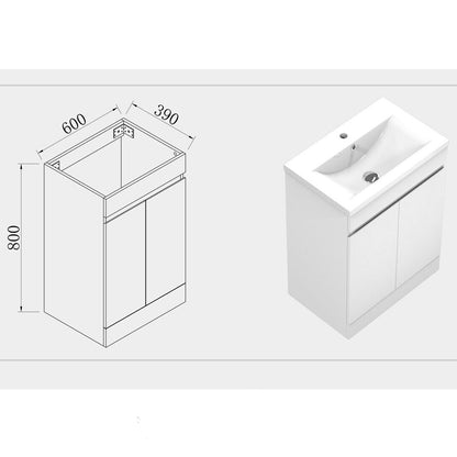 Standschrank 60 cm Badmöbel Set Waschbecken mit Unterschrank Weiß