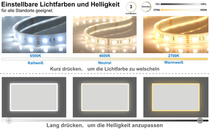 LED-Lichtspiegel Badspiegel Led-Spiegel Beschlagfrei & Dimmbar Wandspiegel mit Beleuchtung