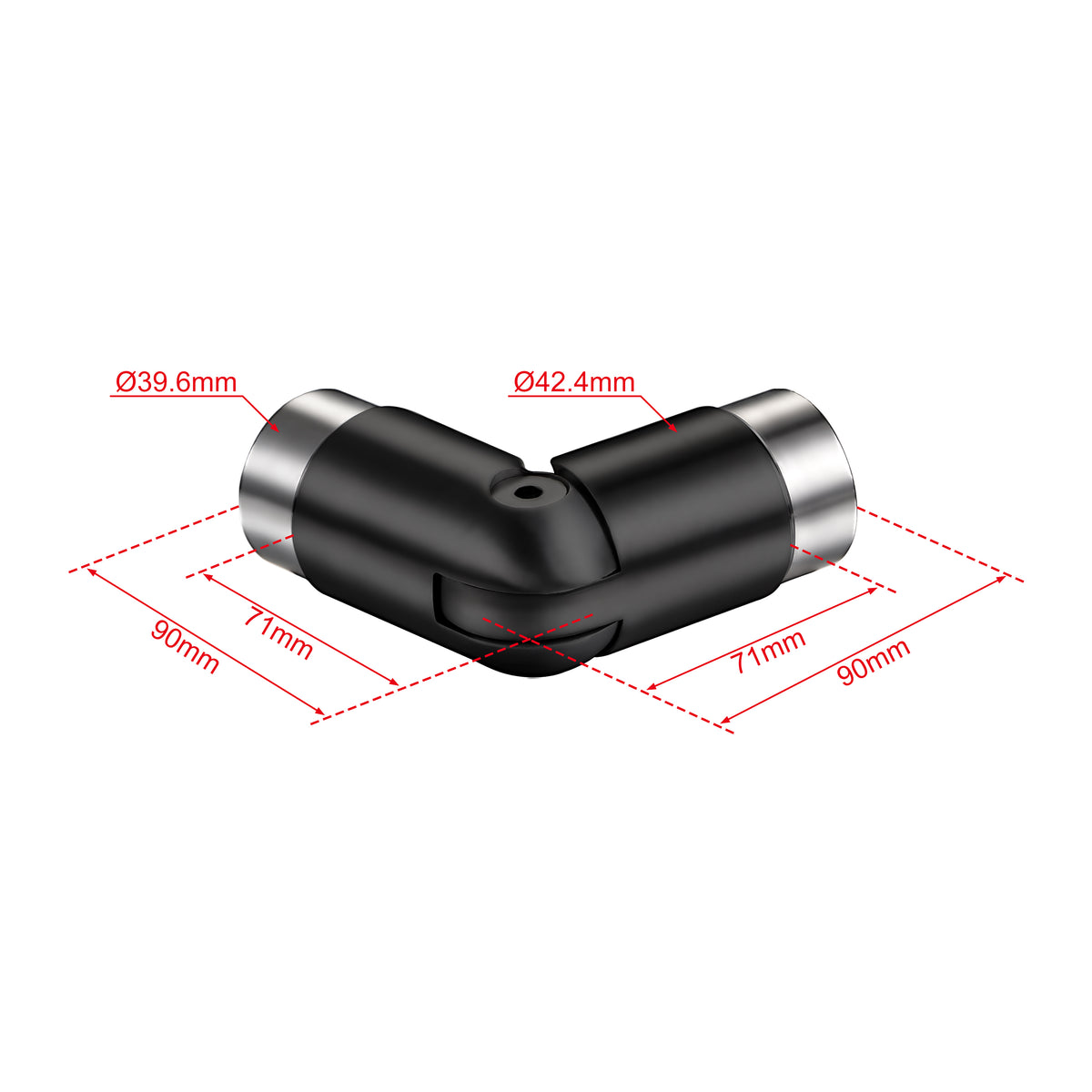 Handlaufverbinder 304 Edelstahl schwarz/silber – gerader & verstellbarer Winkelanschluss für Wandhandläufe