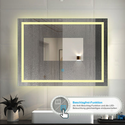 Badspiegel mit LED Beleuchtung 80x60 cm Touch LED Spiegel+Beschlagfrei