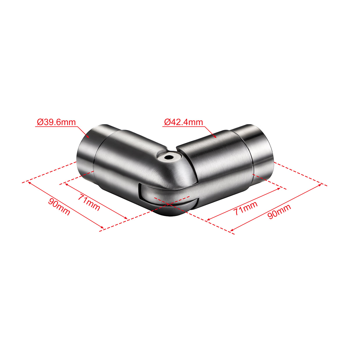 Handlaufverbinder 304 Edelstahl schwarz/silber – gerader & verstellbarer Winkelanschluss für Wandhandläufe