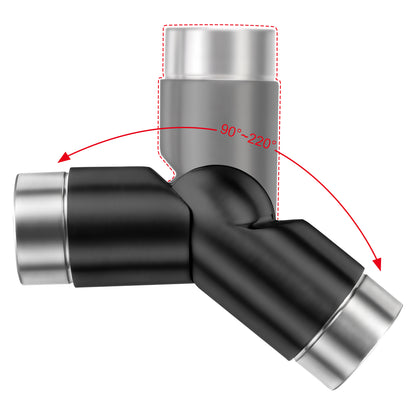 Handlaufverbinder 304 Edelstahl schwarz/silber – gerader & verstellbarer Winkelanschluss für Wandhandläufe