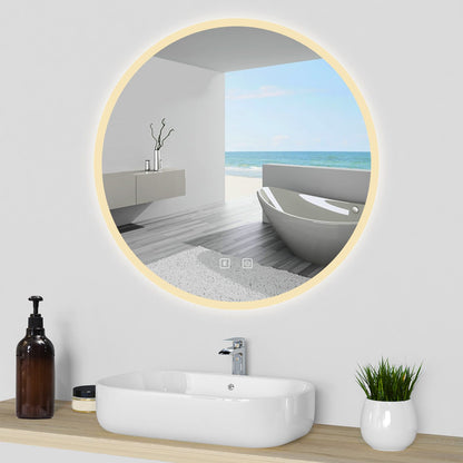 Badspiegel Rund Badezimmerspiegel Wandspiegel mit LED Beleuchtung Beschlagfrei Ø 70 cm
