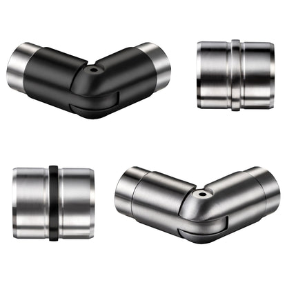 Handlaufverbinder 304 Edelstahl schwarz/silber – gerader & verstellbarer Winkelanschluss für Wandhandläufe