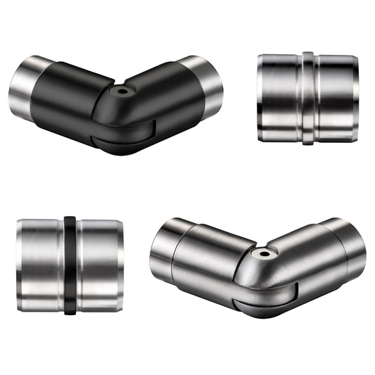 Handlaufverbinder 304 Edelstahl schwarz/silber – gerader & verstellbarer Winkelanschluss für Wandhandläufe