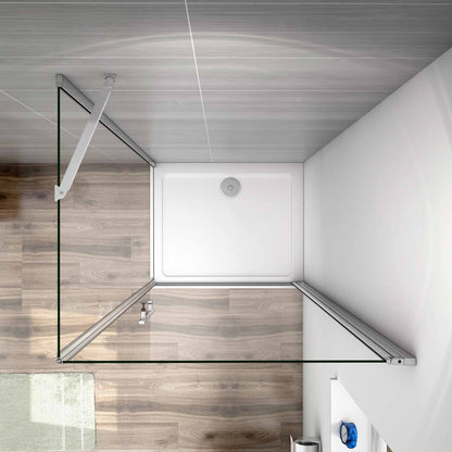 Duschkabine 70–100 cm mit Schwingtür & Seitenwand, 6 mm NANO ESG, H.185/195 cm
