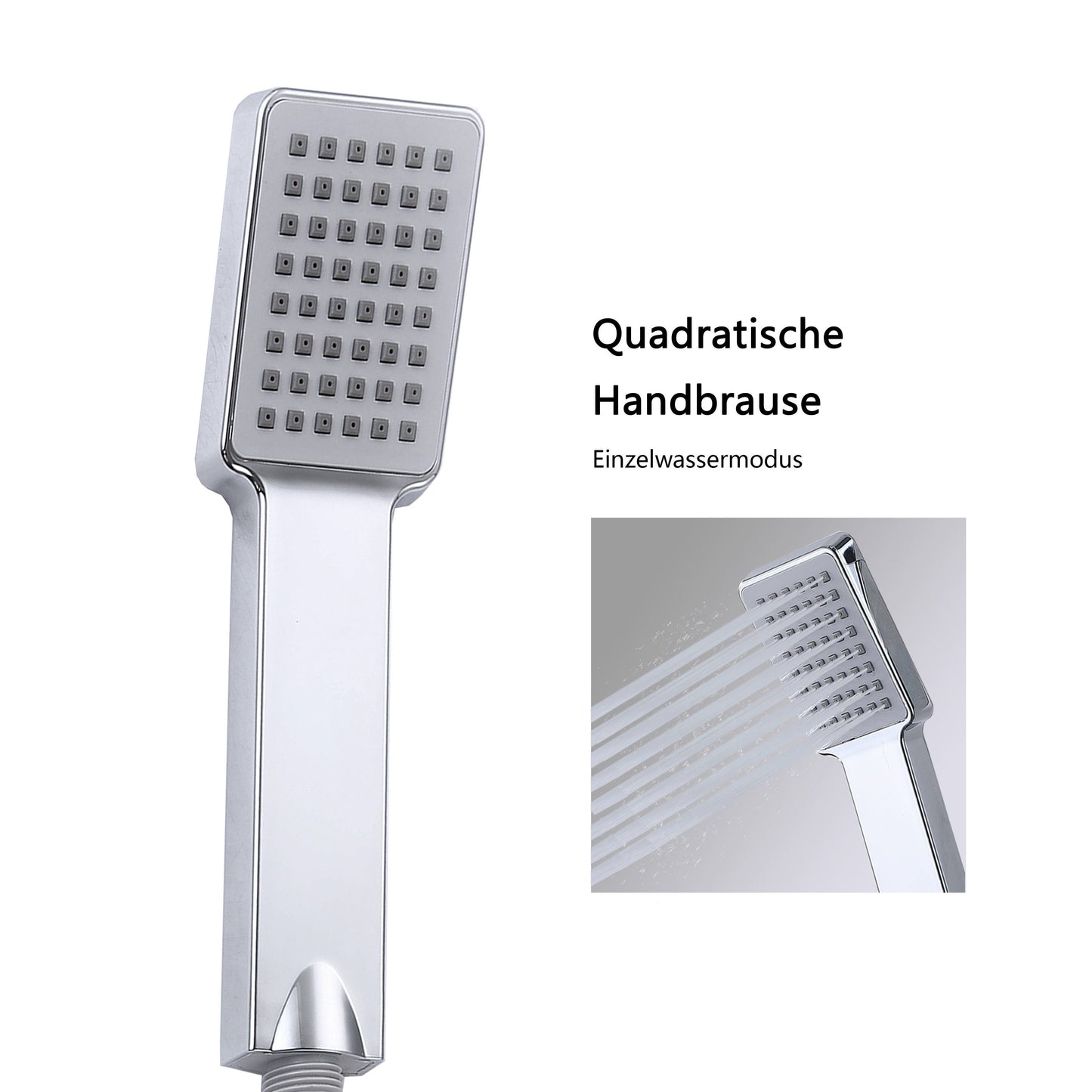 Duschsystem mit Thermostat und Handbrause Regendusche, Höhe 80-120 cm, Silber, Komplett-Set