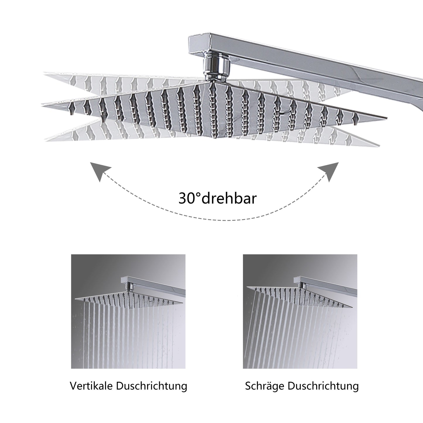 Duschsystem mit Thermostat und Handbrause Regendusche, Höhe 80-120 cm, Silber, Komplett-Set