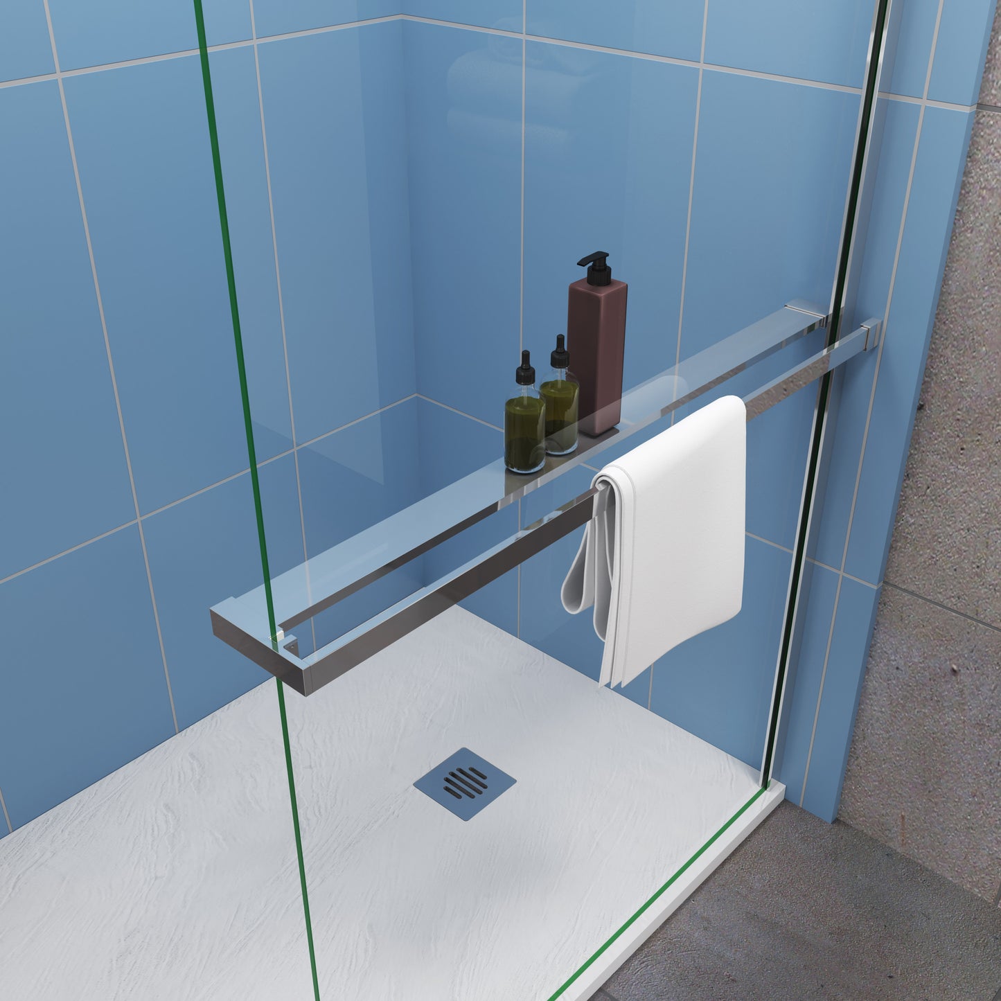 Ablage & Handtuchhalter für 8mm Walk In Glaswand