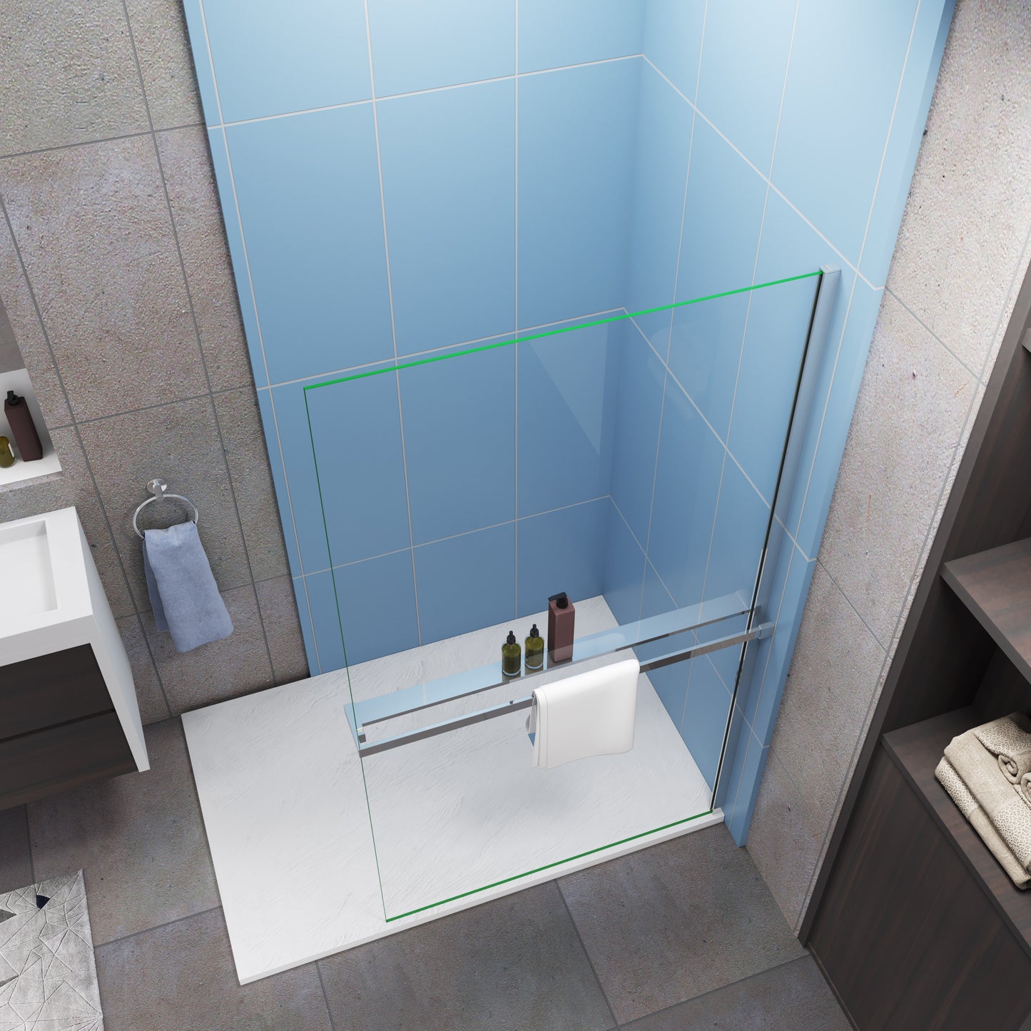 Ablage & Handtuchhalter für 8mm Walk In Glaswand
