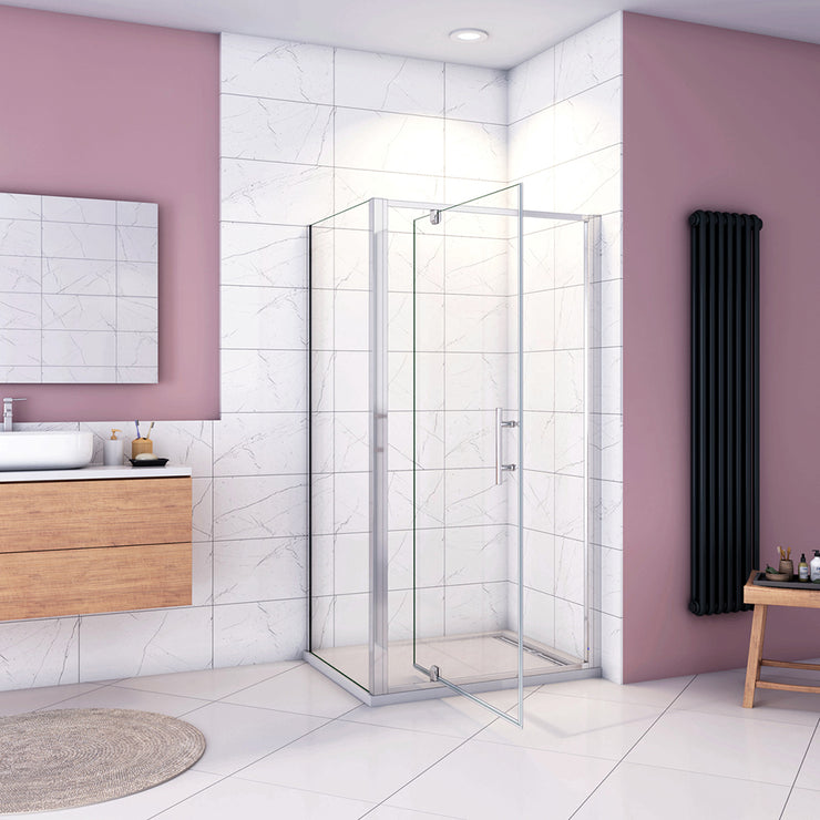Duschkabine Eckeinstieg 185 cm Duschabtrennung Drehtür 5mm ESG Klarglas Hochglanz Chrom
